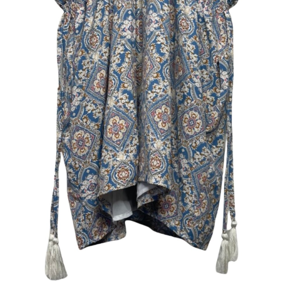 DAVI & DANI | Women's Boho Lace Trim Short Sleeve V-Neck Lined Romper | Size L - Picture 4 of 14